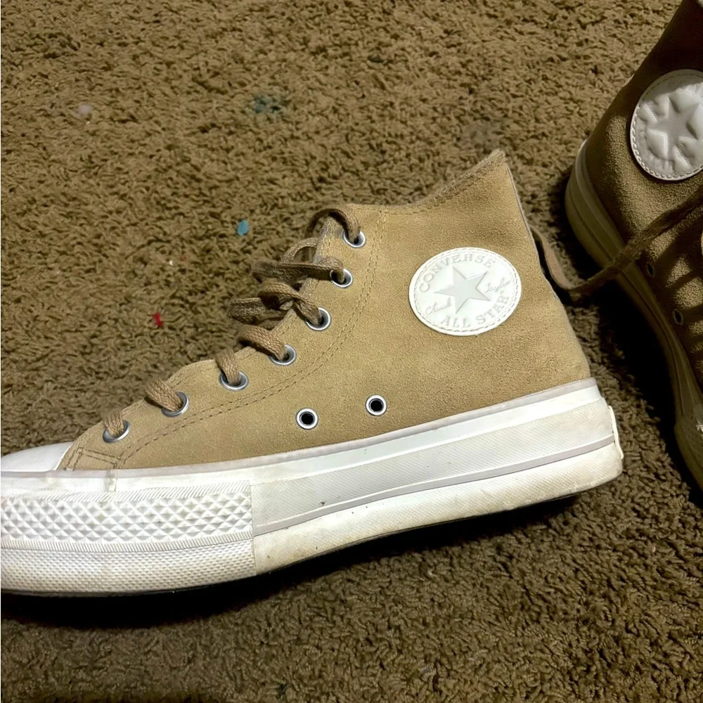 🧸Chuck Taylor All Star Suede Platform Shoes in Tan/brown - Picture 4 of 7